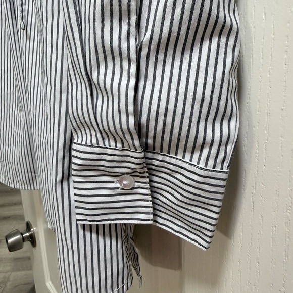 Motherhood Maternity Gray and White Striped Blouse - Picture 6 of 6